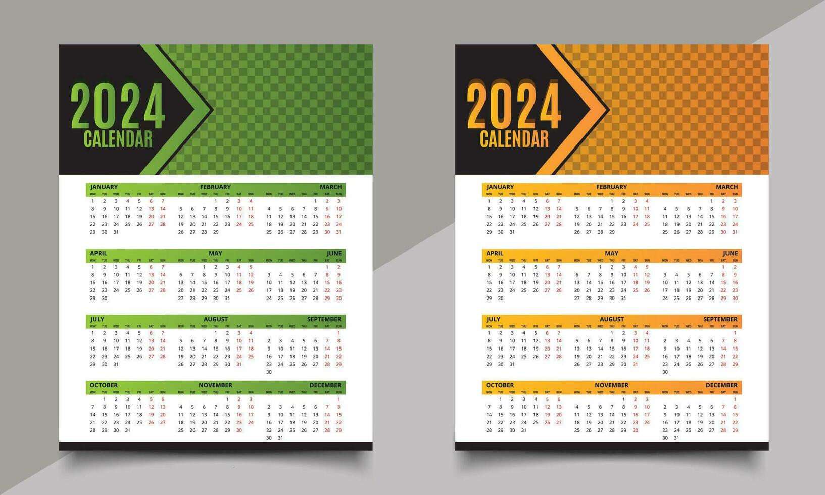 Kalender. eine Seite Neu Jahr Kalender Design. 2024 Kalender Design. vektor