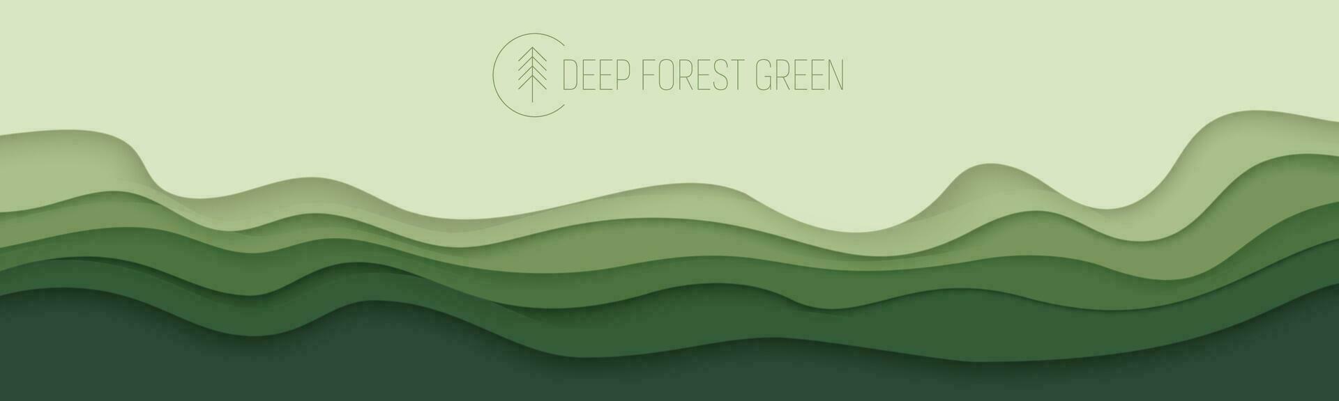 djup skog grön vågor, papper konst baner. natur grönska Färg affisch mall i papperssår stil. vektor illustration eps 10.
