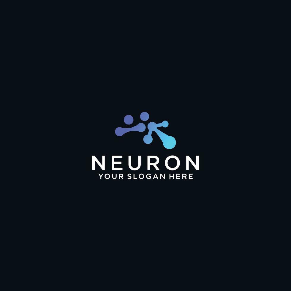 Neuron Gehirn Logo Symbol mit Punkte Konzept. vektor