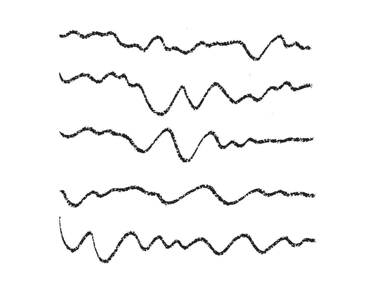 einstellen von Welle Linien gezeichnet im Bleistift. Hand gezeichnet Grunge Schläge. Vektor Illustration