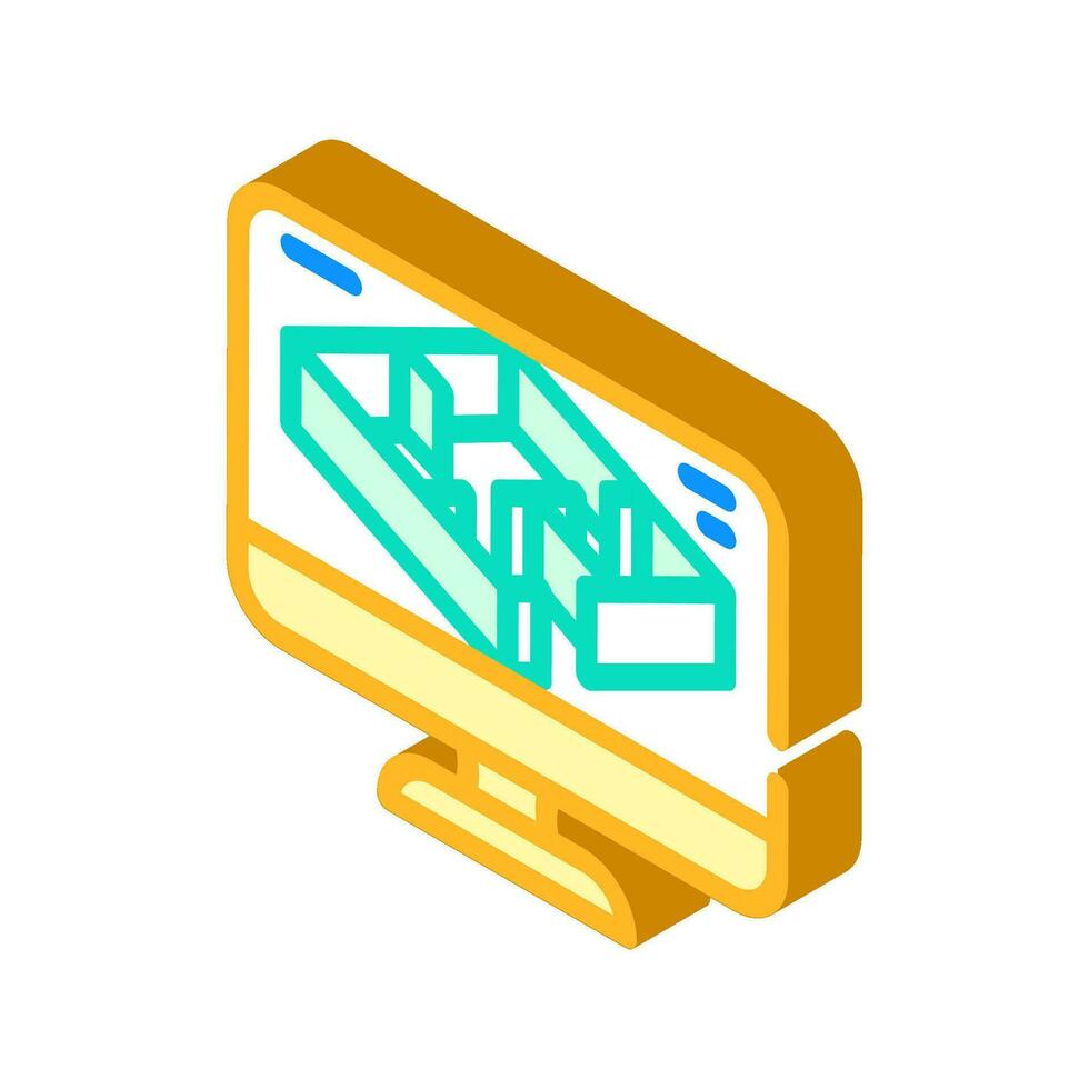 3d modellering arkitektonisk författare isometrisk ikon vektor illustration