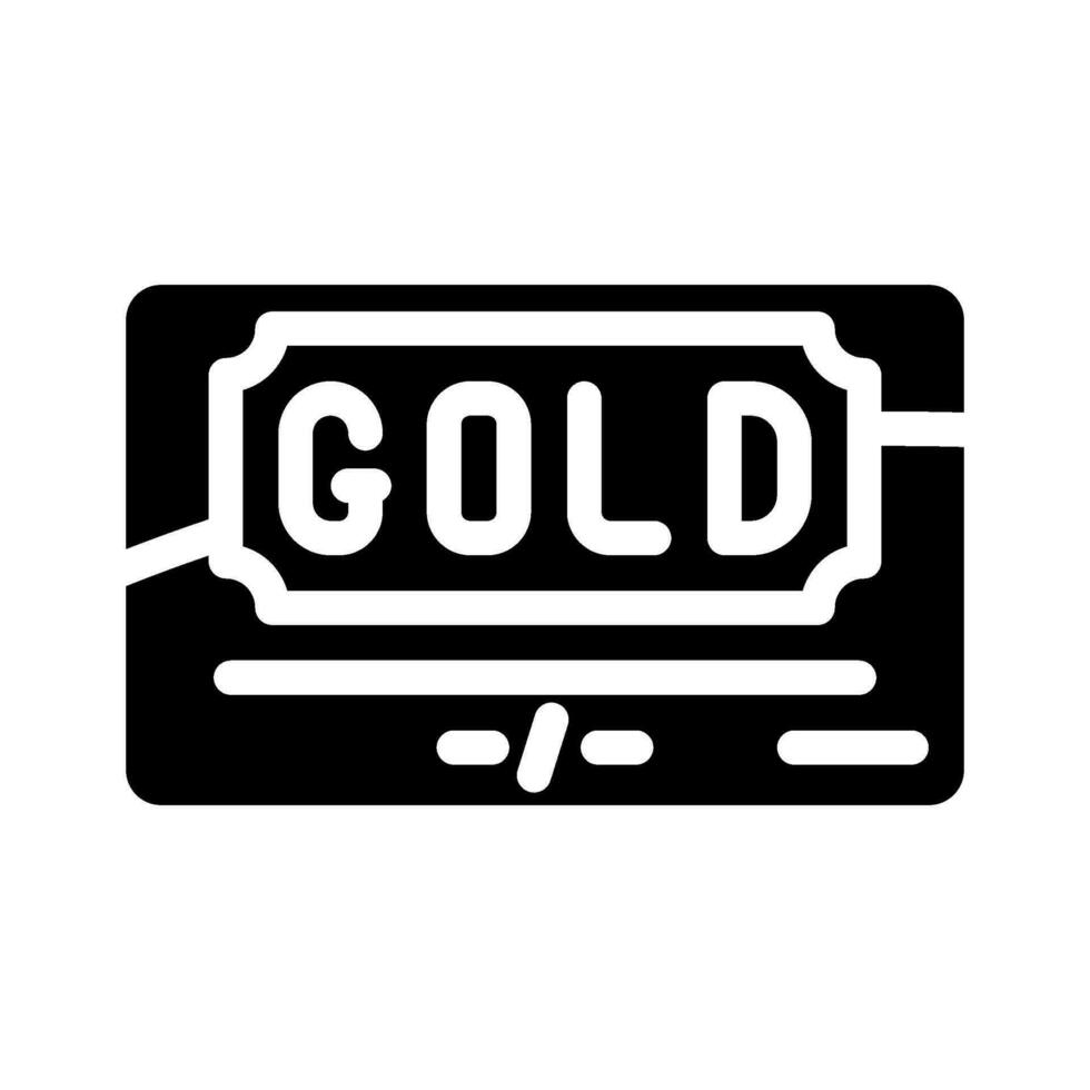 Gold Anerkennung Karte Bank Zahlung Glyphe Symbol Vektor Illustration