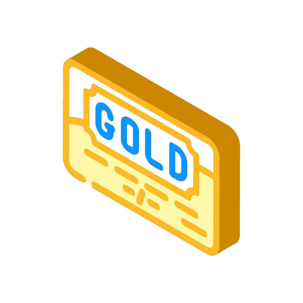 Gold Anerkennung Karte Bank Zahlung isometrisch Symbol Vektor Illustration