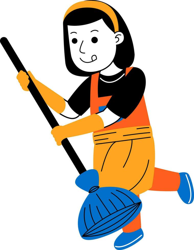 ung kvinna hus rengöringsmedel vektor illustration