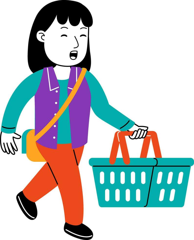 ung kvinna shopper vektor illustration