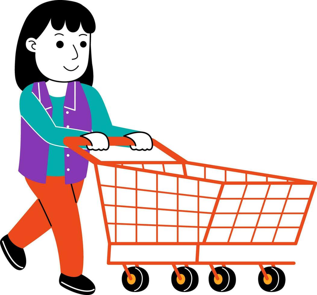 ung kvinna shopper vektor illustration