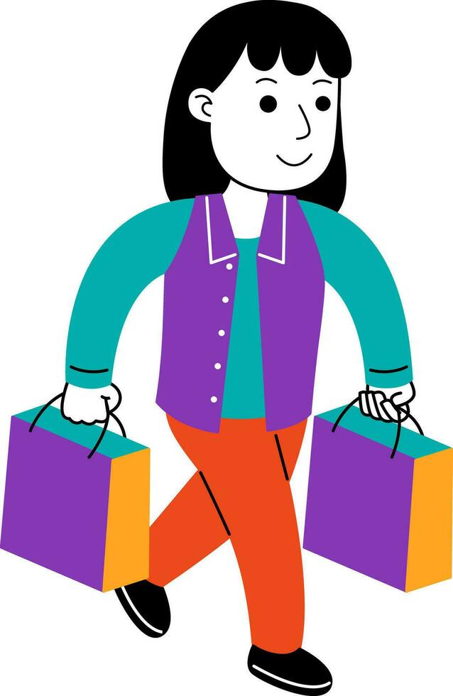 ung kvinna shopper vektor illustration