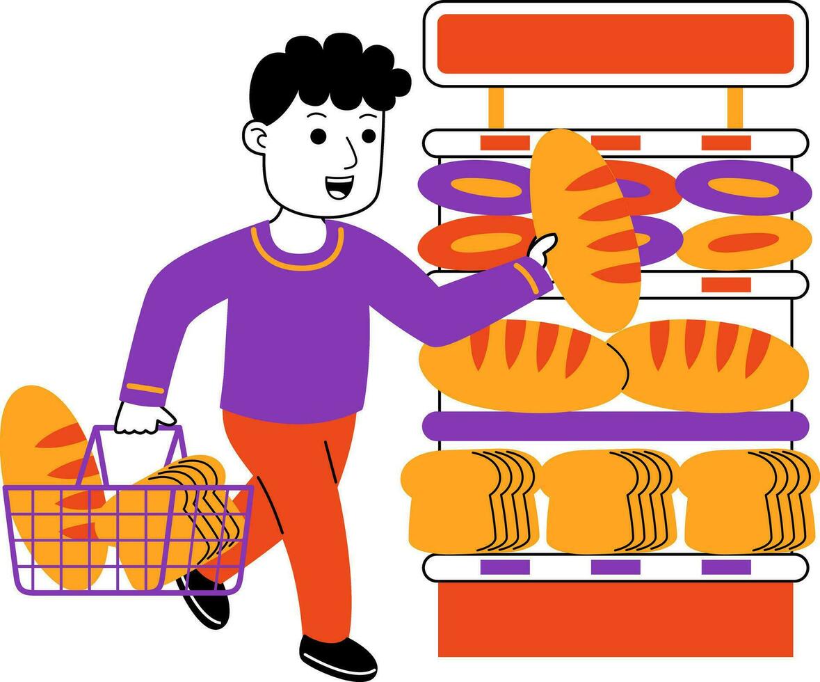 ung man shopper vektor illustration