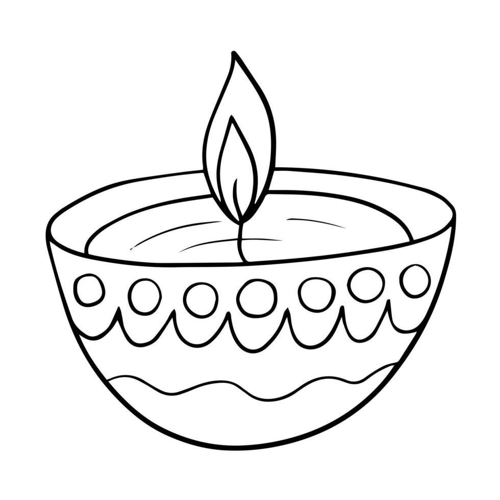 Diwali Diya Lampe Hand gezeichnet Vektor Illustration. Festival von Beleuchtung Diwali deepak Gruß Karte