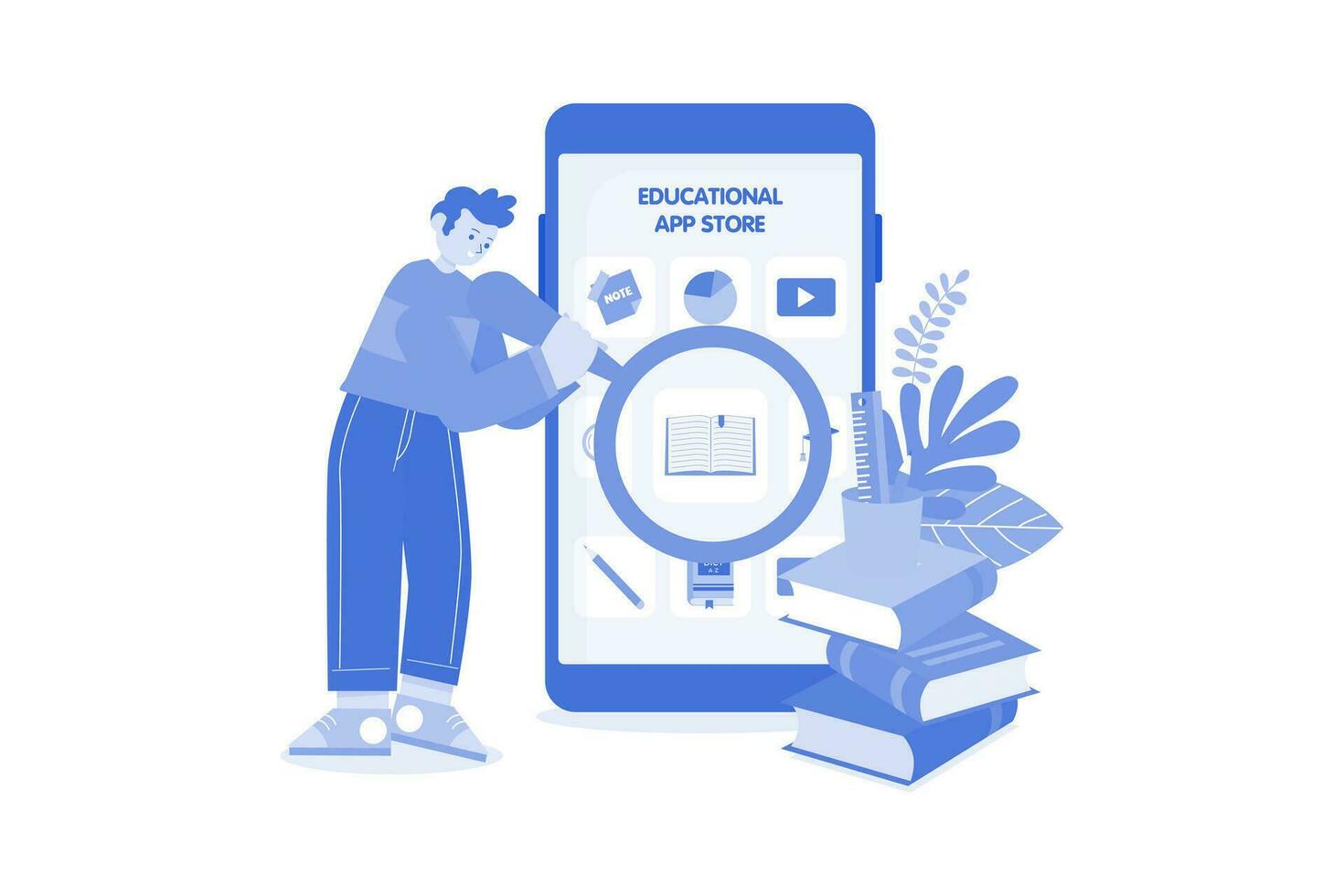 Bildung App Illustration Konzept auf ein Weiß Hintergrund vektor