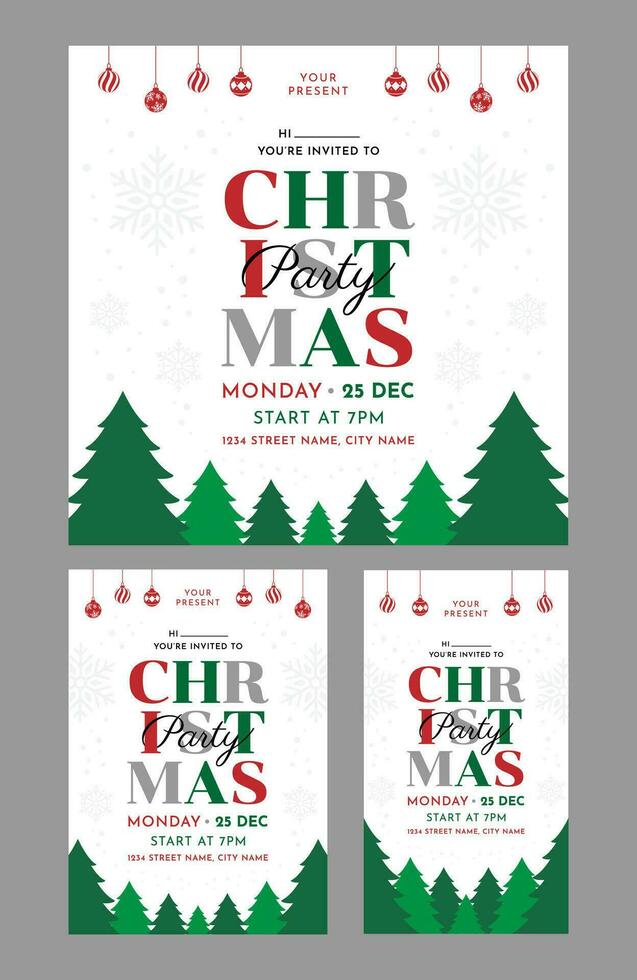 minimalistisk jul fest inbjudan vektor mall med typografi