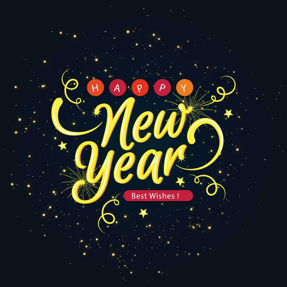 vektor Lycklig ny år inbjudan hälsning