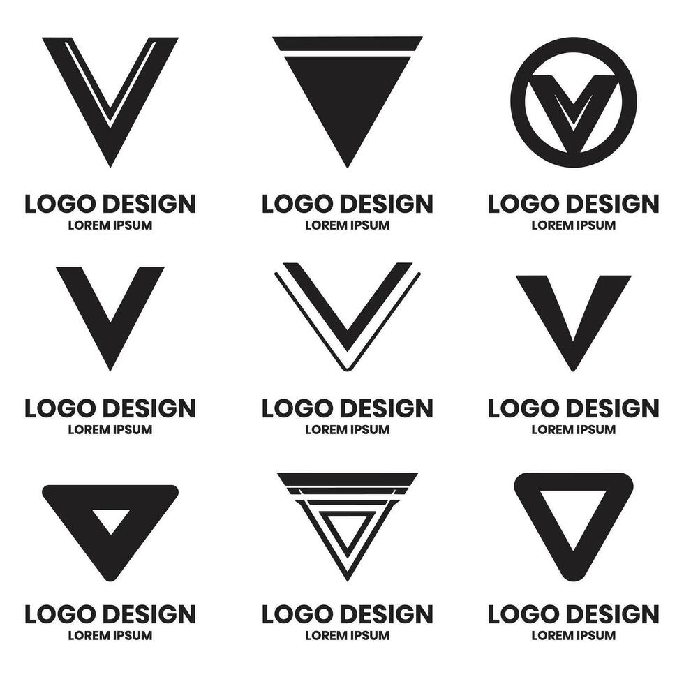 triangel- eller v formad logotyp i modern stil för dekoration vektor