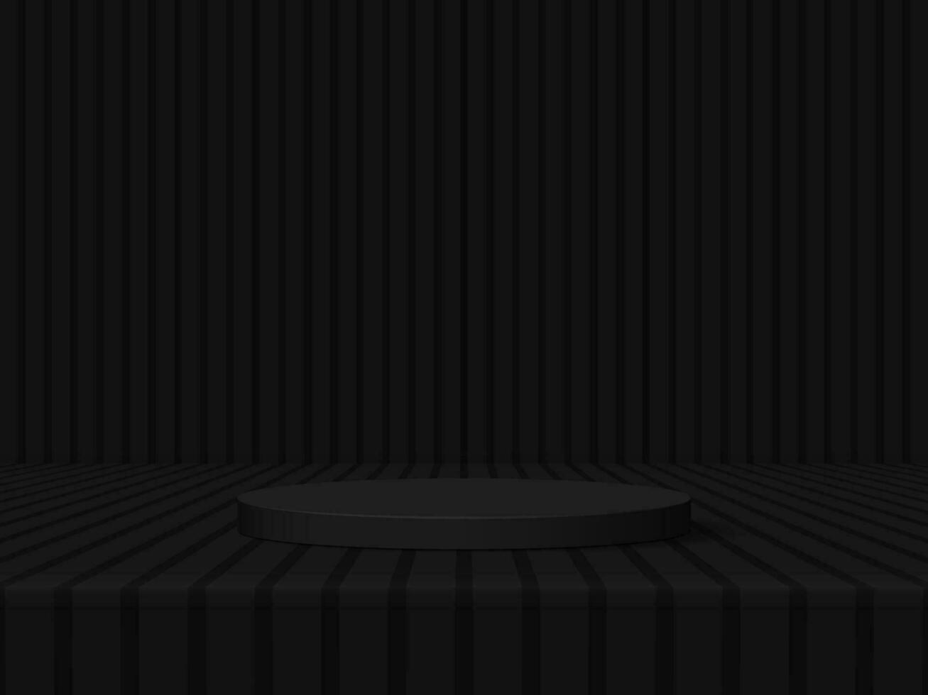 svart podium med linje årgång Sol strålar bakgrund design. vektor illustration