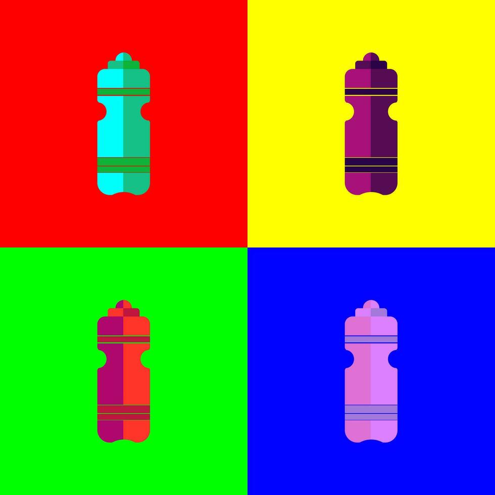 dricka vatten flaska ikon, platt design dricka vatten flaska färgrik bakgrund, vektor