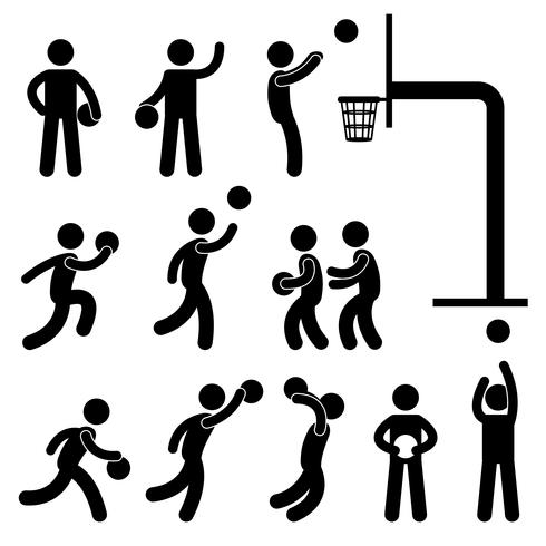 Basketball-Spieler-Ikonen-Zeichen-Symbol-Piktogramm. vektor