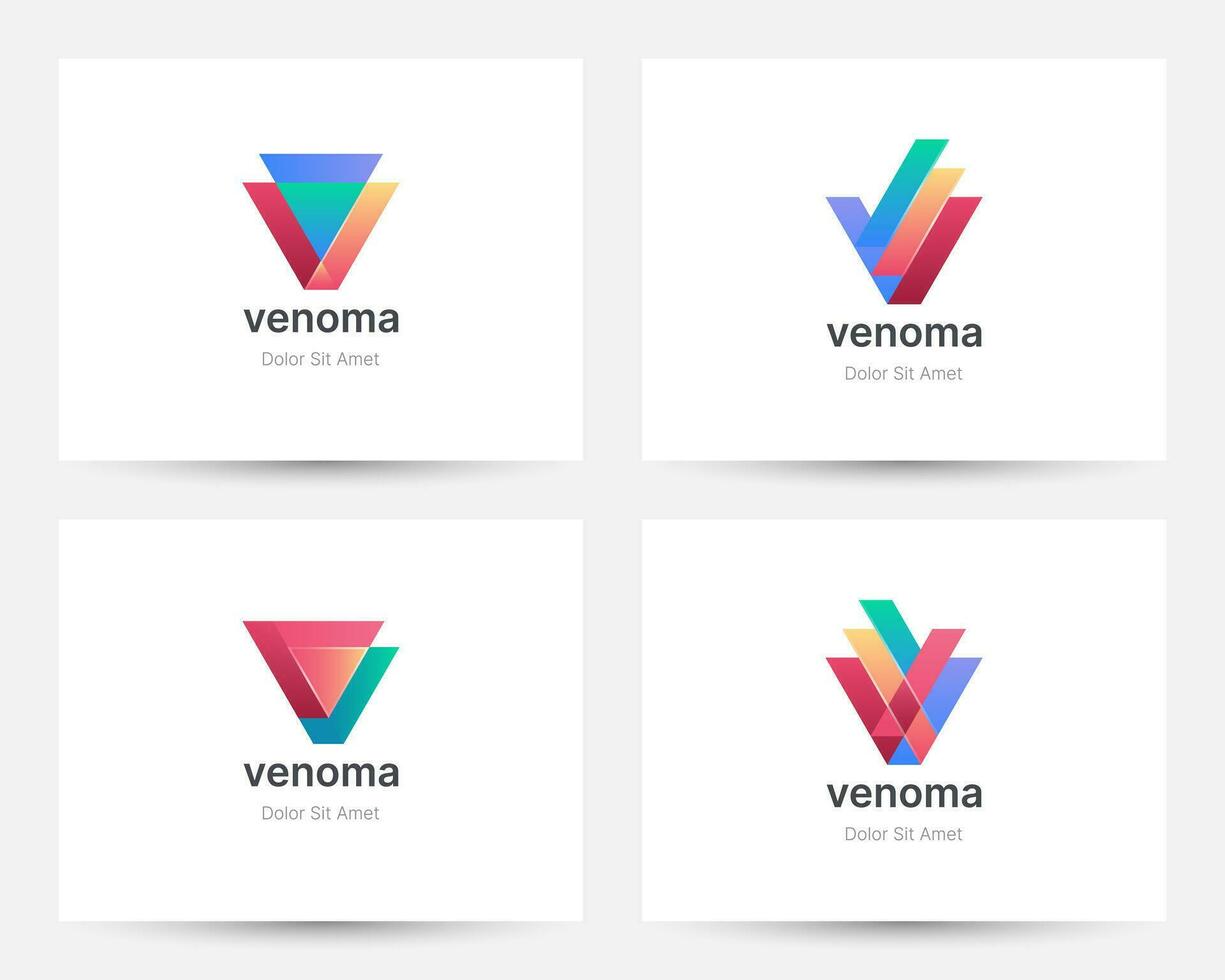 uppsättning av kreativ brev v företag logotyp vektor