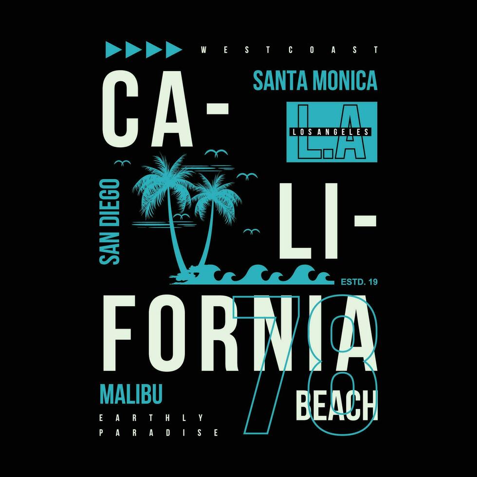 santa monica strand kalifornien grafisk design, typografi vektor illustration, modern stil, för skriva ut t skjorta