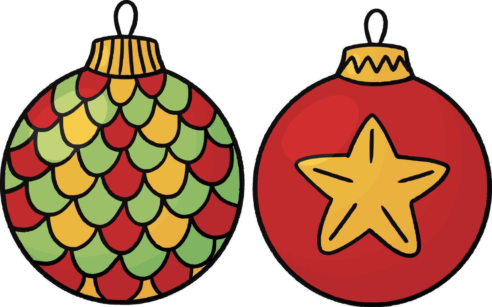 Weihnachten Ornament Grün und rot, zwei Weihnachten Bälle vektor