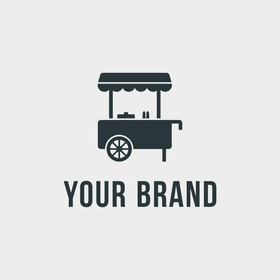 logotyp illustration av gata mat vagn ikon vektor design begrepp, Bra för livsmedel och restaurang logotyp.