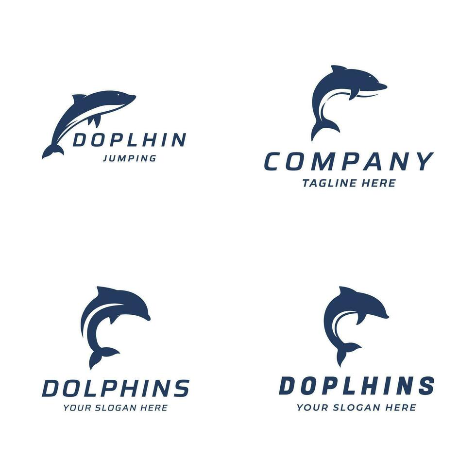 Delfin Logo Vorlage Design. Delfine springen auf das Wellen von das Meer oder Strand mit ein kreativ Idee. vektor