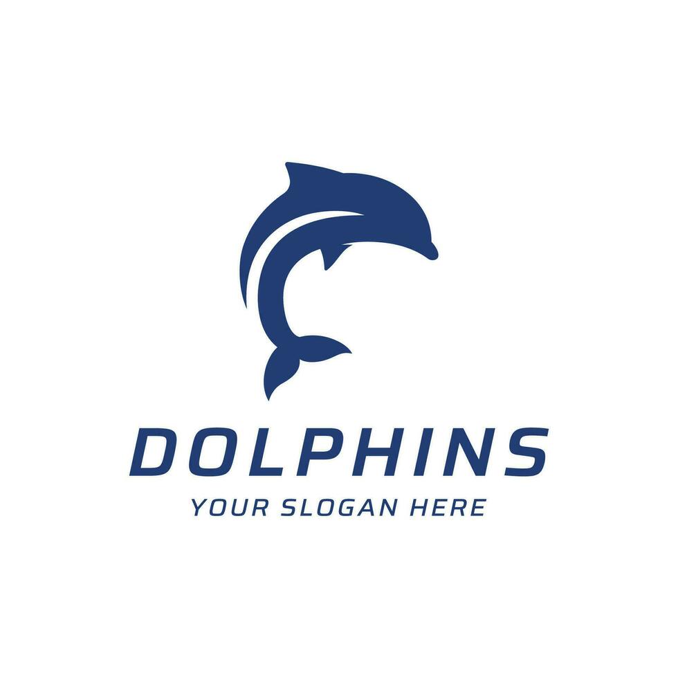 delfin logotyp mall design. delfiner hoppa på de vågor av de hav eller strand med en kreativ aning. vektor