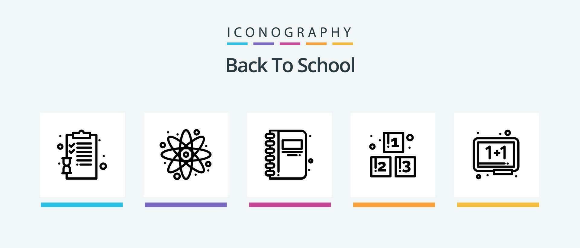 zurück zu Schule Linie 5 Symbol Pack einschließlich a. öffnen Buch. zurück zu Schule. Bildung. zurück zu Schule. kreativ Symbole Design vektor