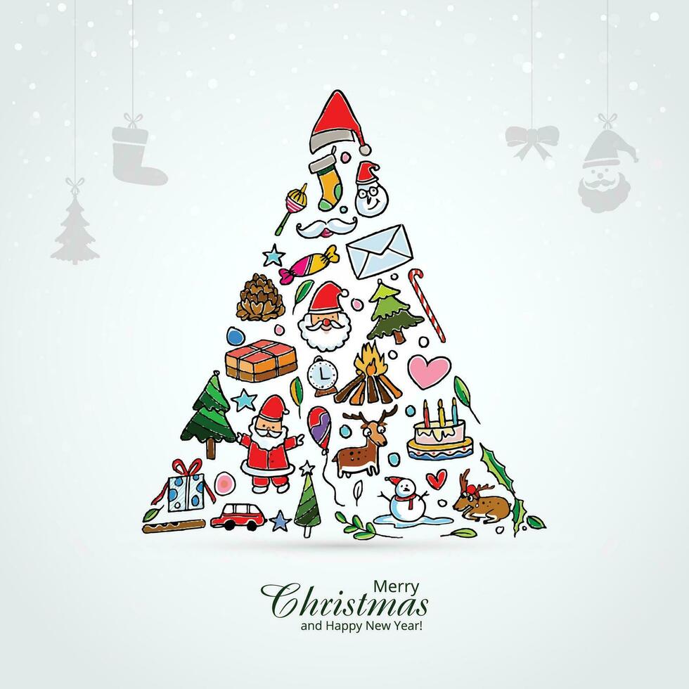 Weihnachten einstellen von Symbole Baum Urlaub Feier Karte Design vektor