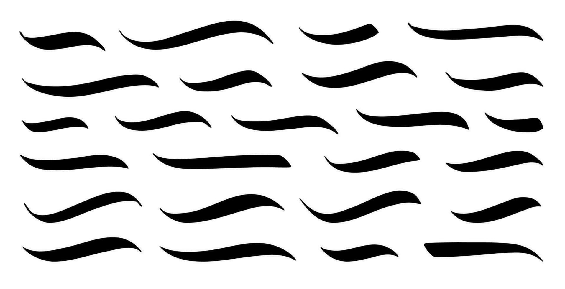 susa, swash Understrykning stroke uppsättning. hand dragen virvla runt susa Understrykning calligraphic element vektor