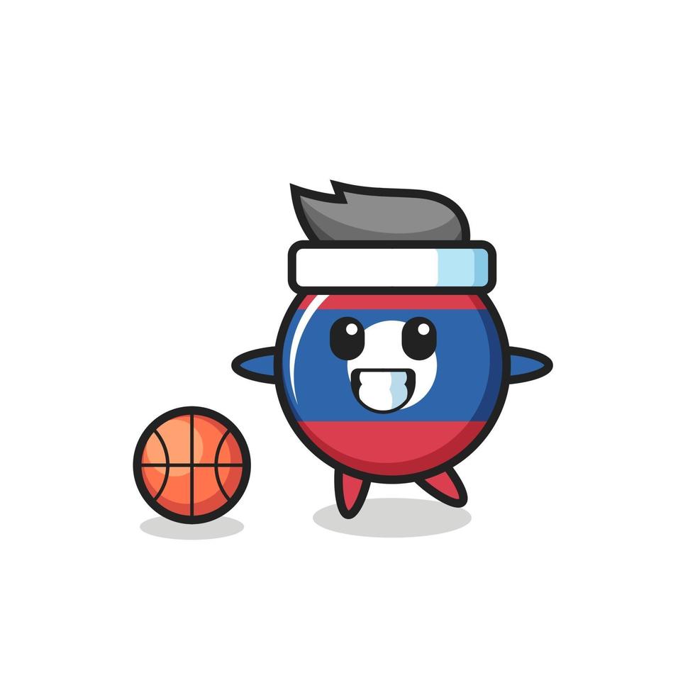 Illustration von Laos-Flagge-Abzeichen-Cartoon spielt Basketball vektor