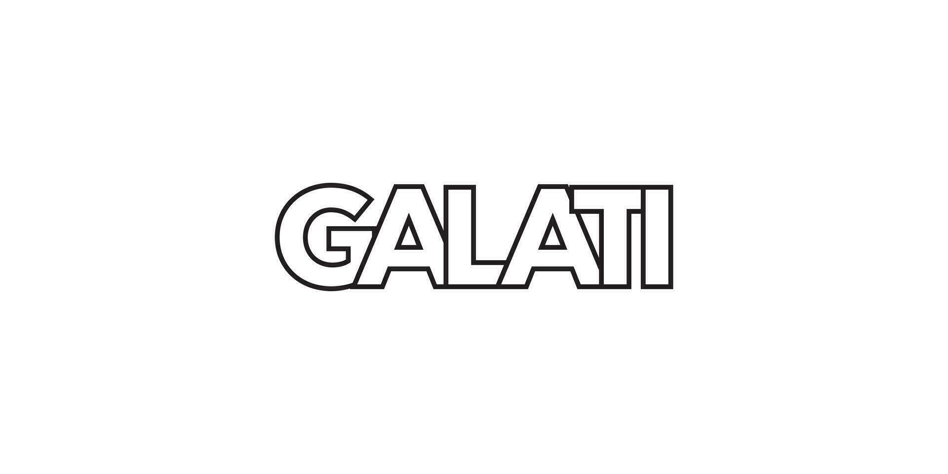 Galati im das Rumänien Emblem. das Design Eigenschaften ein geometrisch Stil, Vektor Illustration mit Fett gedruckt Typografie im ein modern Schriftart. das Grafik Slogan Beschriftung.