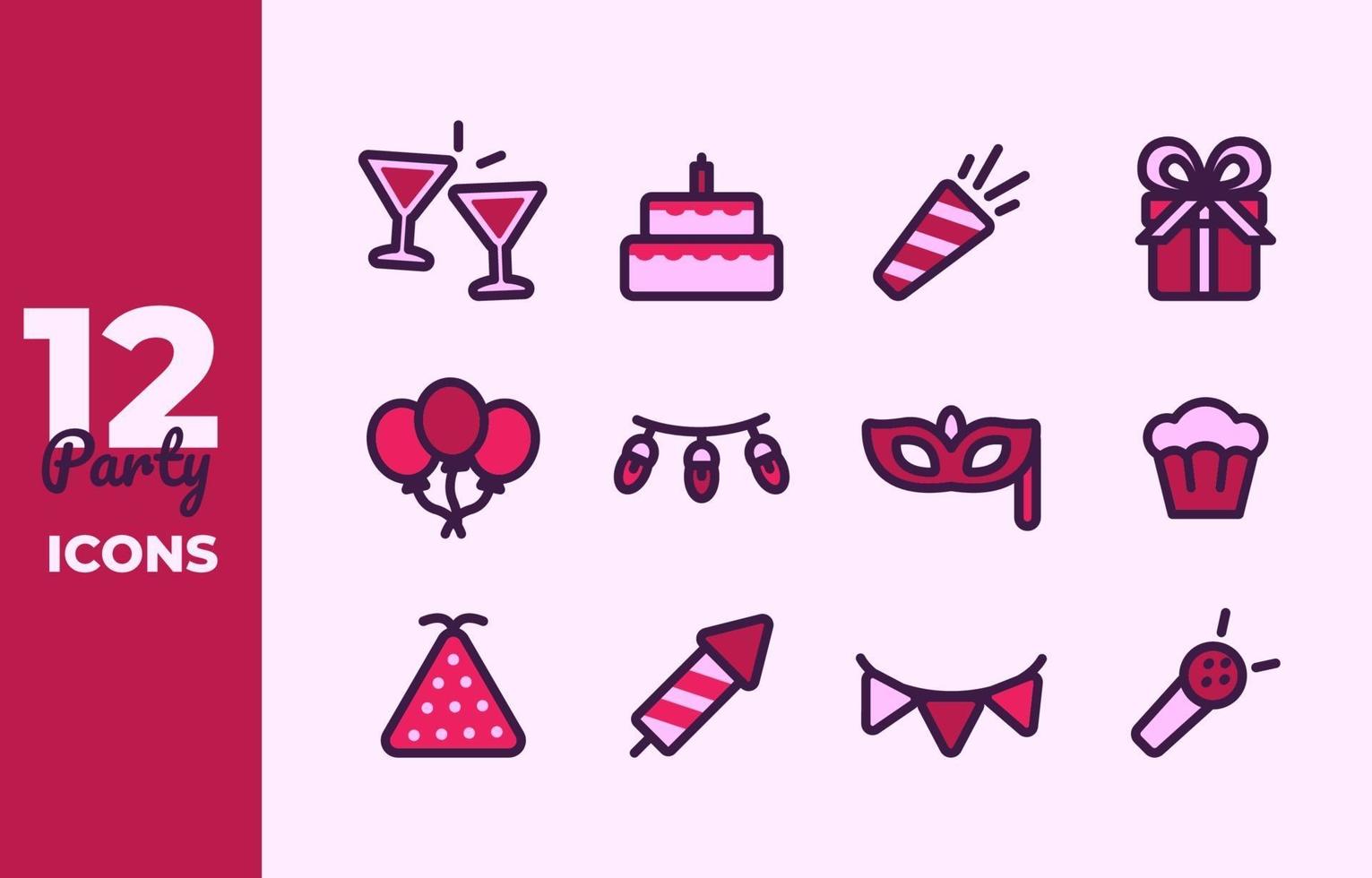 Set von Party-Icons vektor