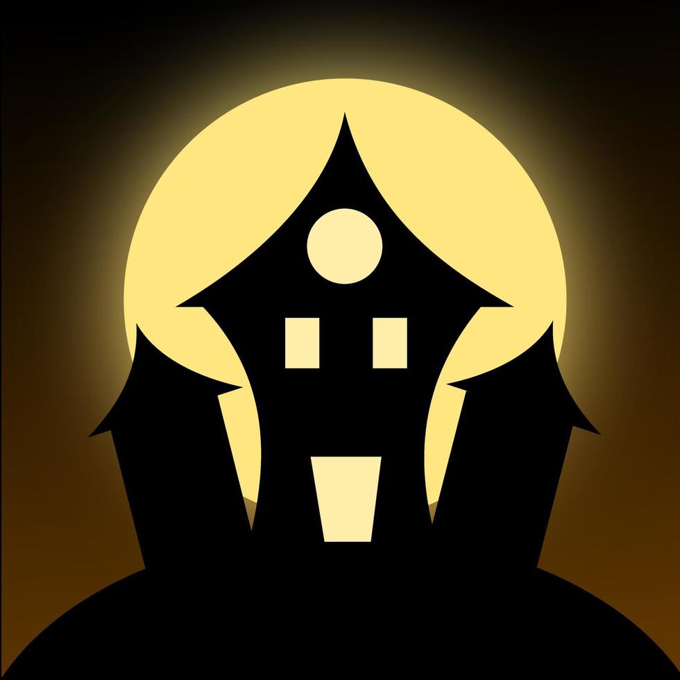 Halloween-Haus-Vektor mit Vollmond vektor