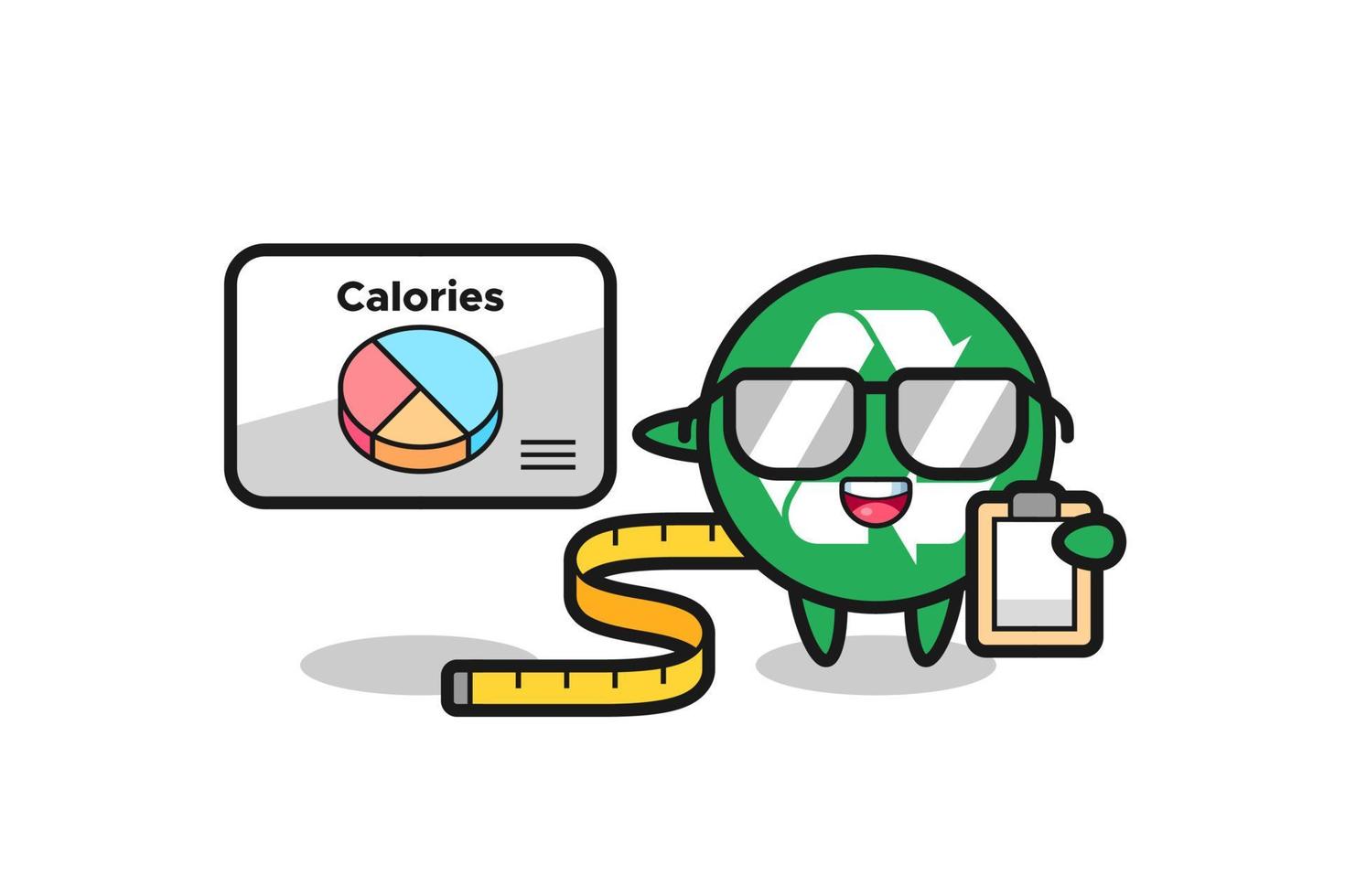 Illustration des Recycling-Maskottchens als Ernährungsberater vektor