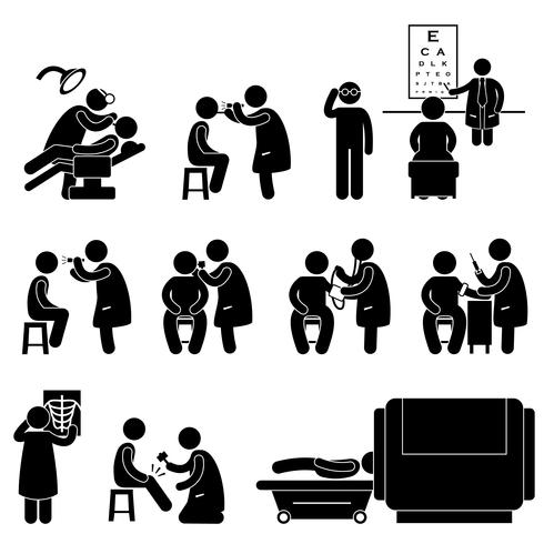 Hälsa Medicinsk Kropp Kontroll Up Examination Test Ikon Symbol Sign Pictogram. vektor