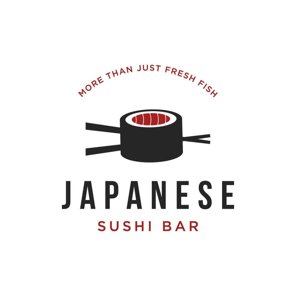 japanisch Essen Sushi Logo Design mit gekreuzt Essstäbchen. Logo zum Restaurant, Geschäft, Bar. vektor