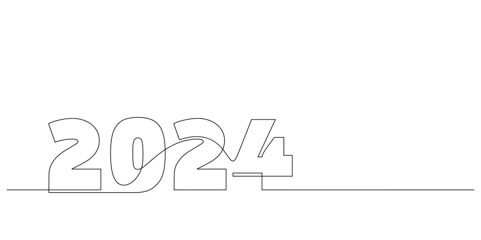 kontinuerlig linje teckning 2024 siffra design logotyp minimalism vektor