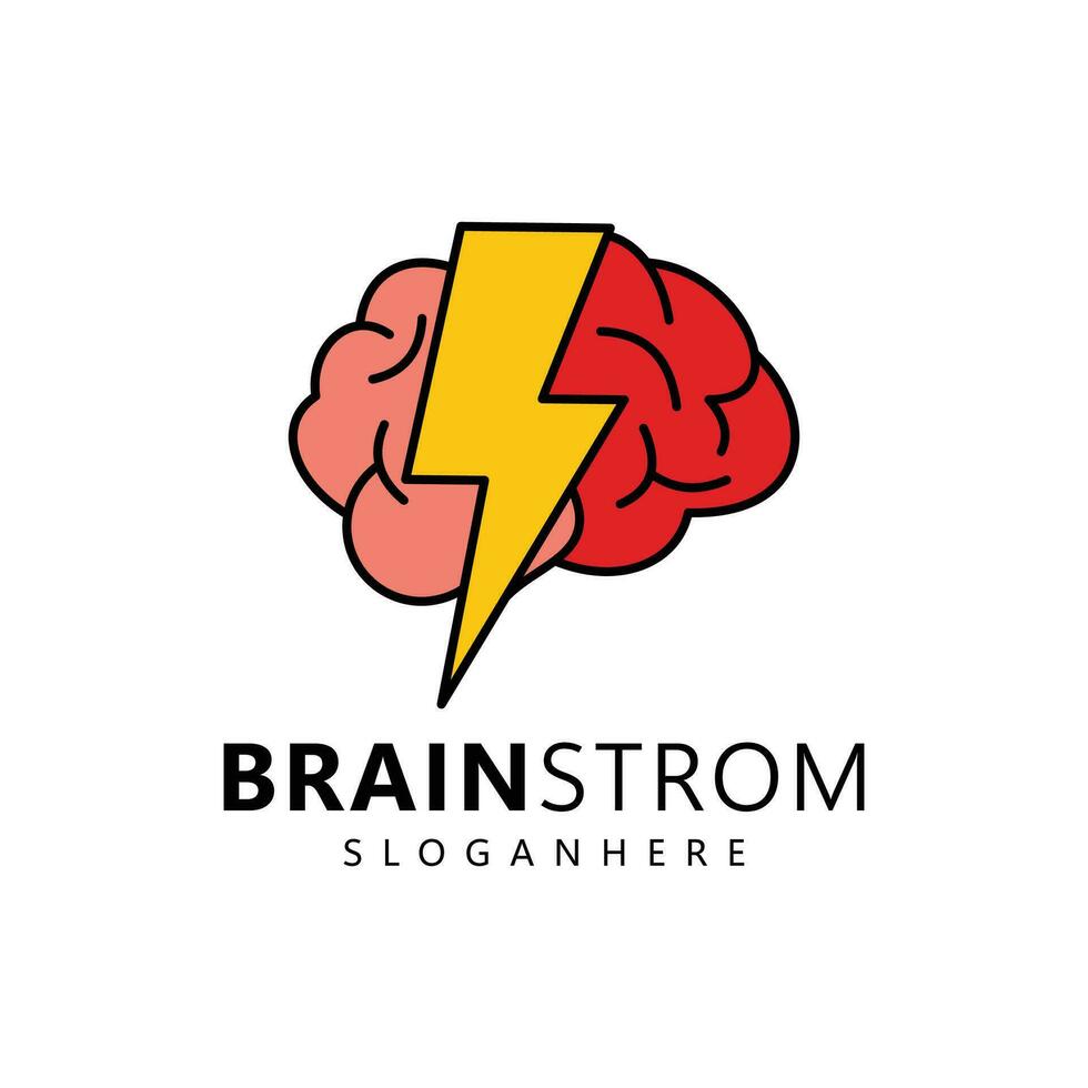 Gehirn und Blitz Logo Design Inspiration vektor