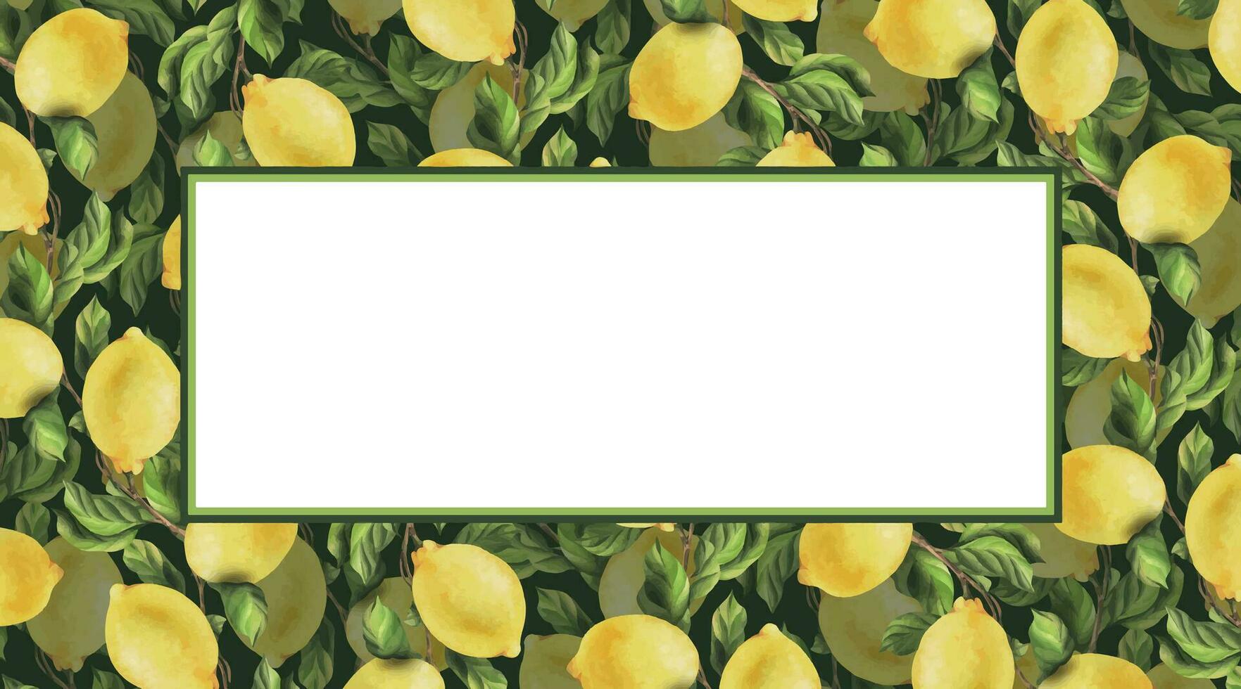 citroner är gul, saftig, mogen med grön löv, blomma knoppar på de grenar, hela och skivor. vattenfärg, hand dragen botanisk illustration. ram, mall på en vit bakgrund. vektor