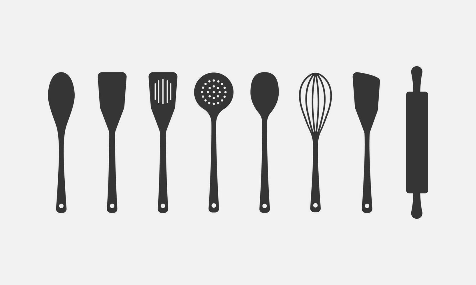 Utensil, Kochgeschirr Symbol Satz. Küche Werkzeuge und Ausrüstung. Vektor