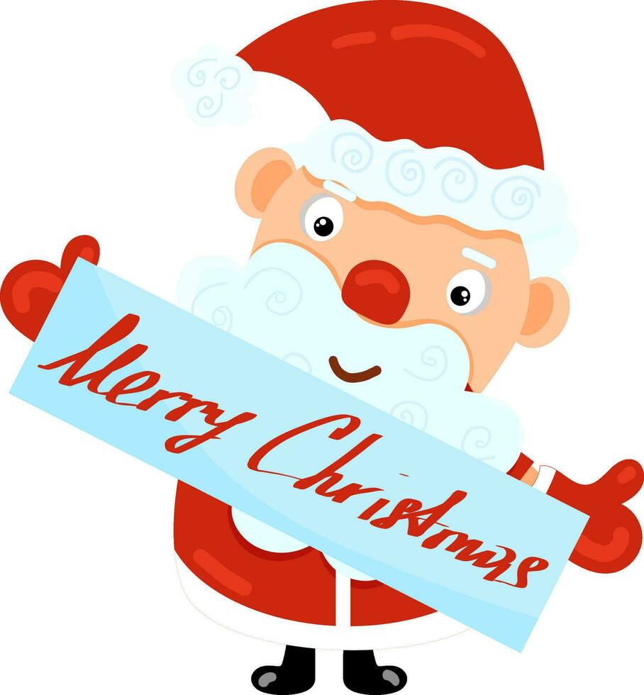 illustration med söt tecknad serie santa med glad jul hälsningar. element för skriva ut, vykort och affisch. vektor illustration