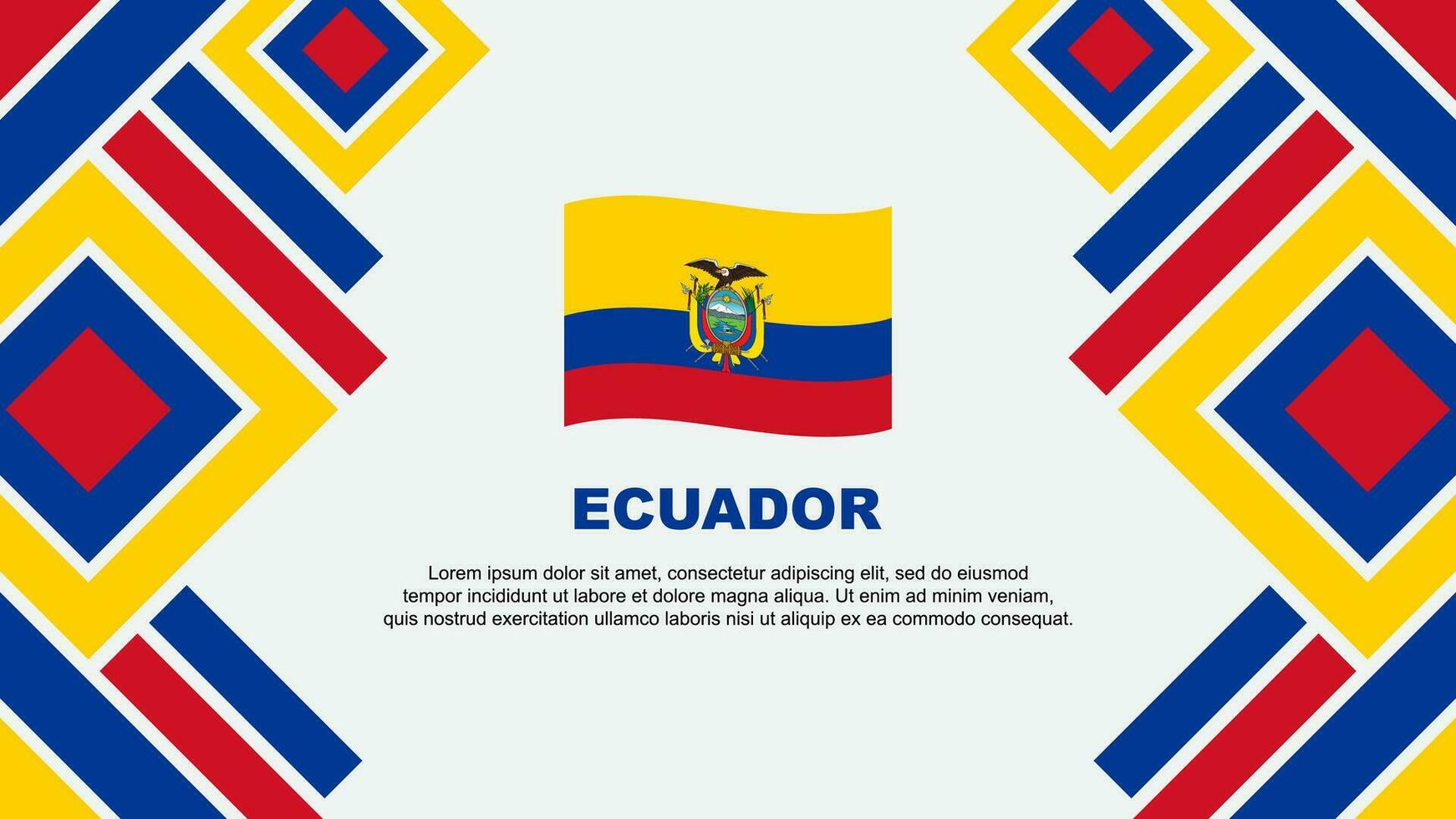 Ecuador Flagge abstrakt Hintergrund Design Vorlage. Ecuador Unabhängigkeit Tag Banner Hintergrund Vektor Illustration. Ecuador