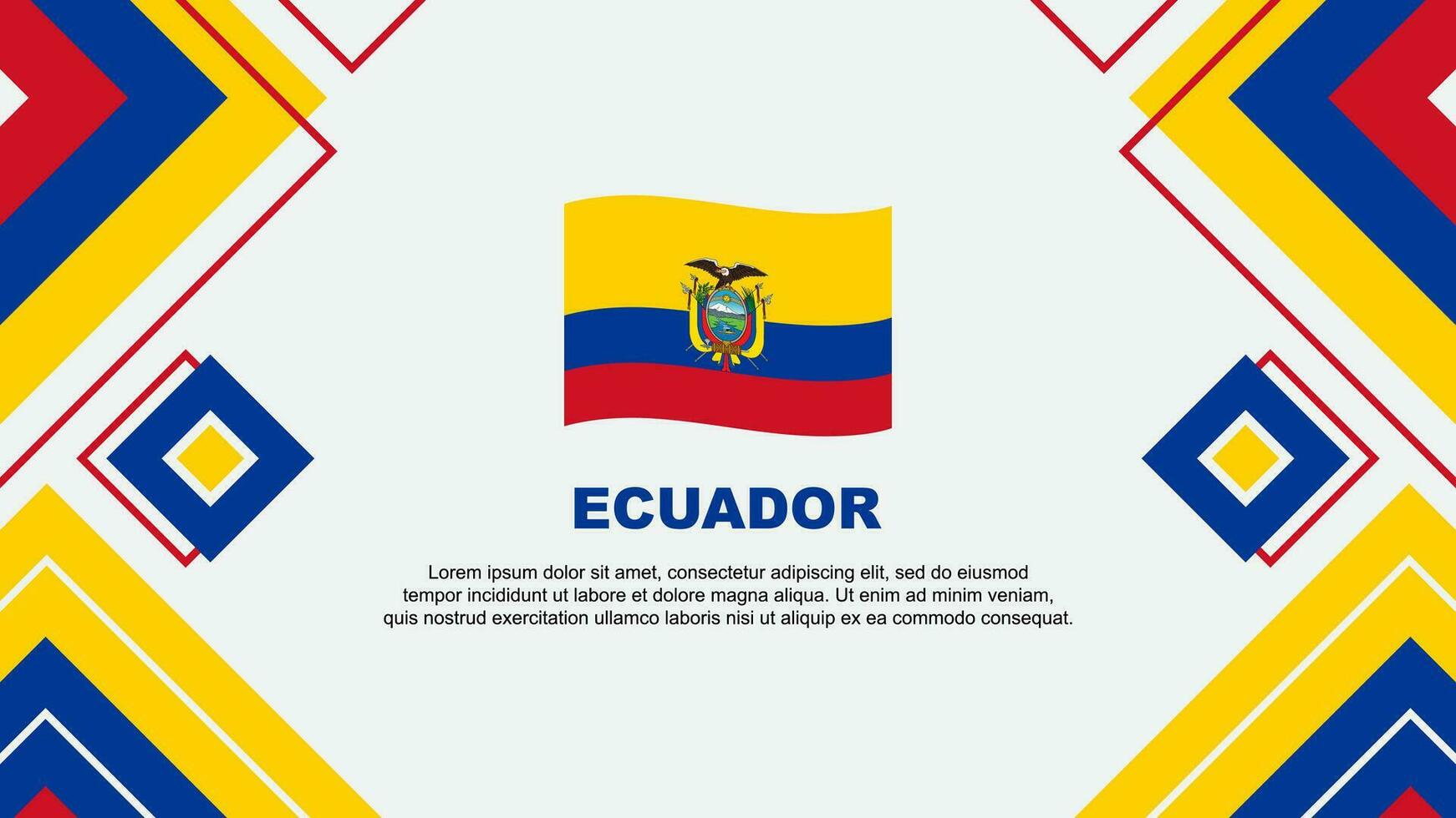 Ecuador Flagge abstrakt Hintergrund Design Vorlage. Ecuador Unabhängigkeit Tag Banner Hintergrund Vektor Illustration. Ecuador Hintergrund