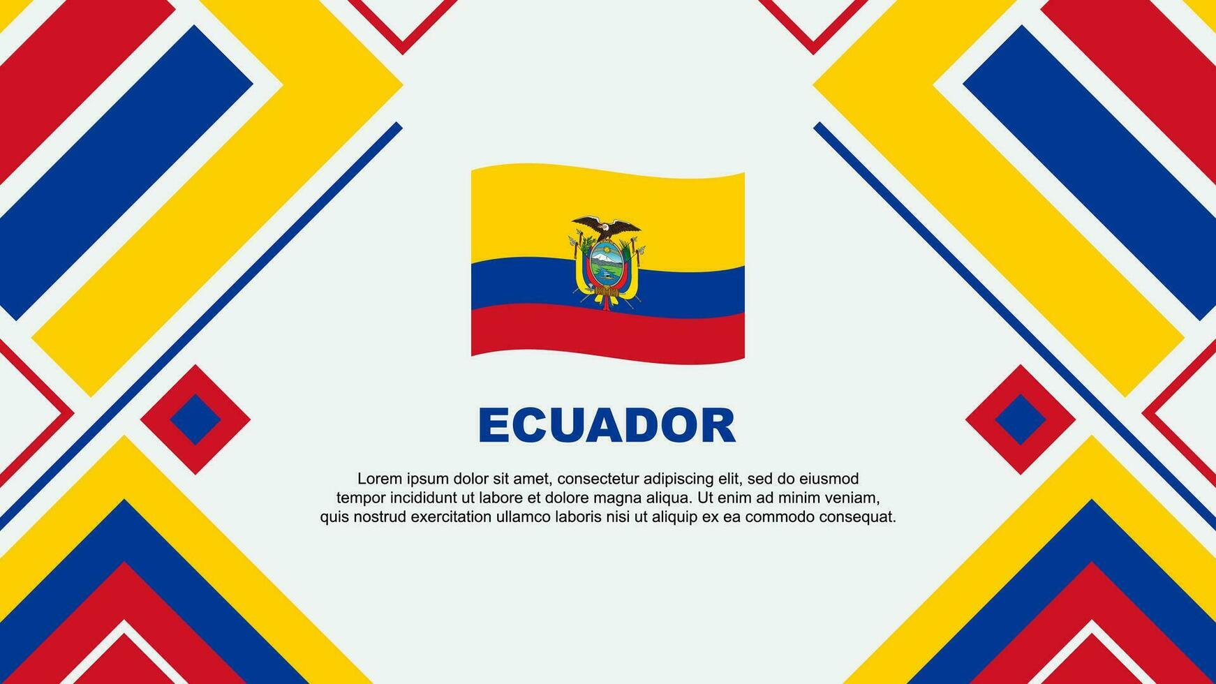 Ecuador Flagge abstrakt Hintergrund Design Vorlage. Ecuador Unabhängigkeit Tag Banner Hintergrund Vektor Illustration. Ecuador Flagge