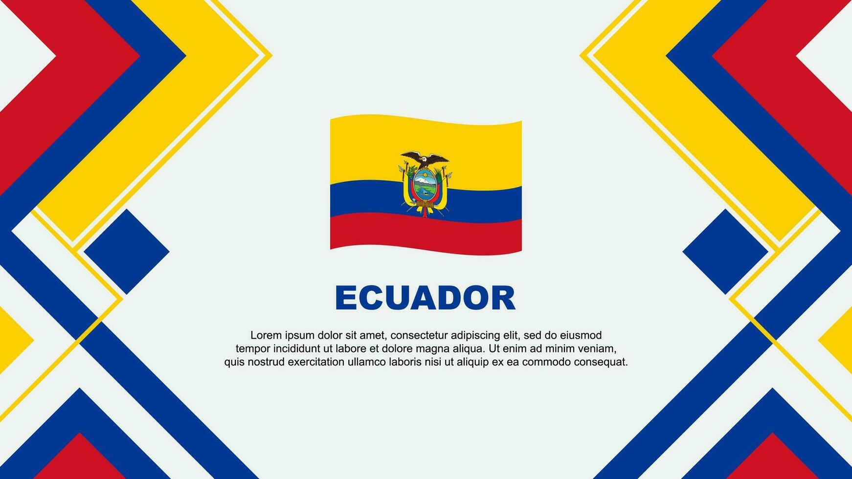 Ecuador Flagge abstrakt Hintergrund Design Vorlage. Ecuador Unabhängigkeit Tag Banner Hintergrund Vektor Illustration. Ecuador Banner