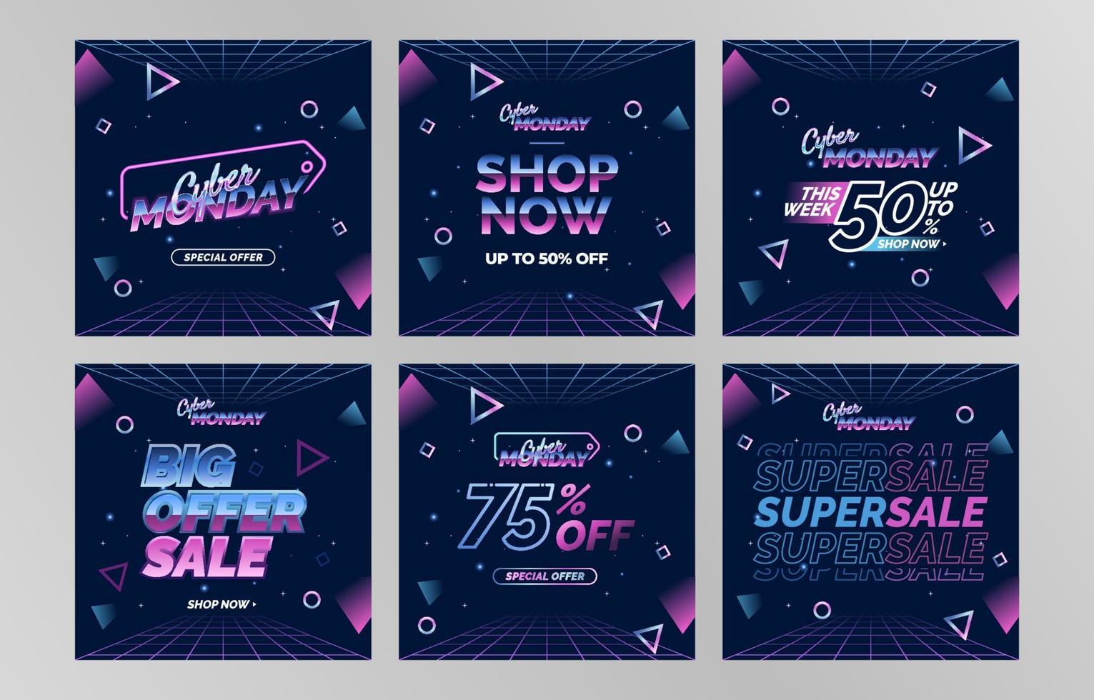 Cyber Monday Sonderverkauf in Retro-Neonfarbe vektor