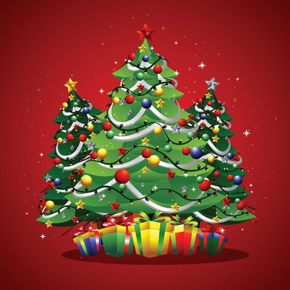 weihnachten mit weihnachtsbaum feiern vektor
