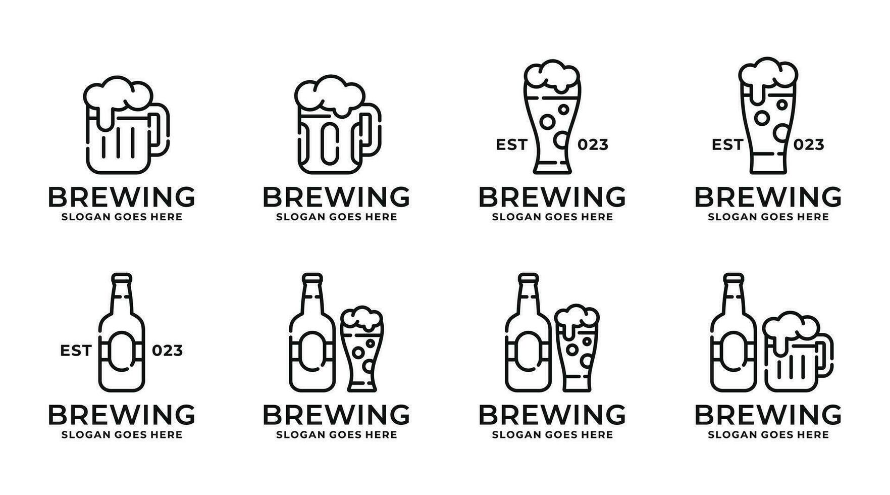 Bier Logo einstellen Design Vektor Illustration. brauen Logo einstellen Design Vektor