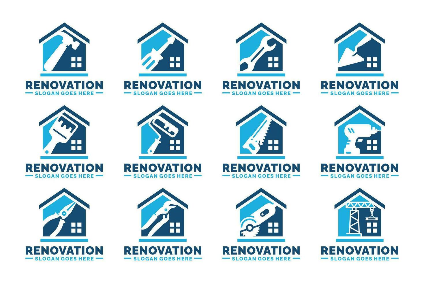 Hem renovering logotyp uppsättning design vektor illustration