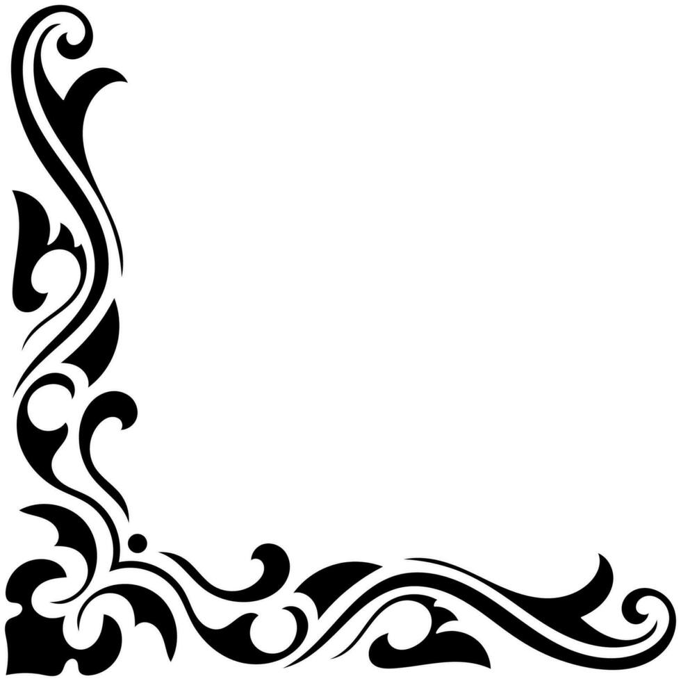 einfach Jahrgang schwarz viktorianisch Ecke runden schick schwarz Monogramm Satz, abstrakt Symbole, einfach Symbol von Blume. vektor